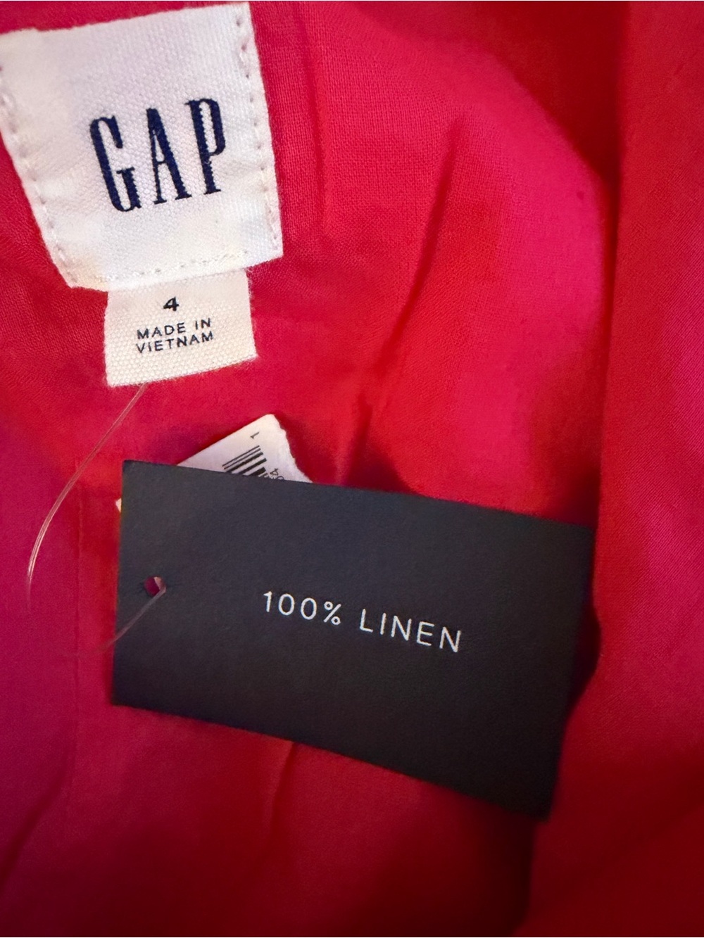 Gap Hot Pink 100% Linen Tie-Strap Mini Dress NWT 4 - Picture 4 of 5